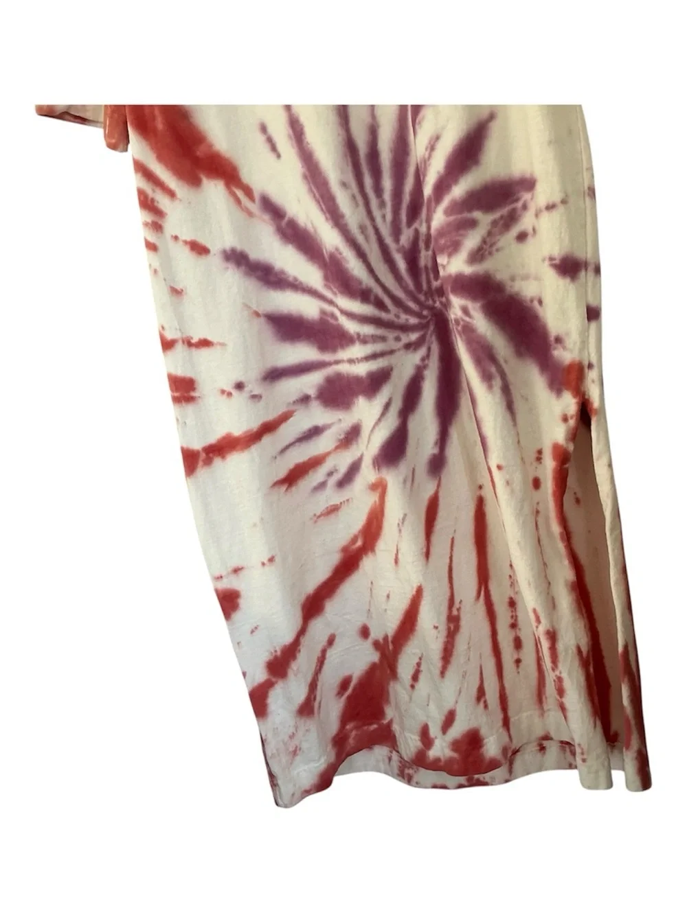 Free People Beach Camilla Tie-Dye Boho Short Sleeve Shirt Dress Red and Purple